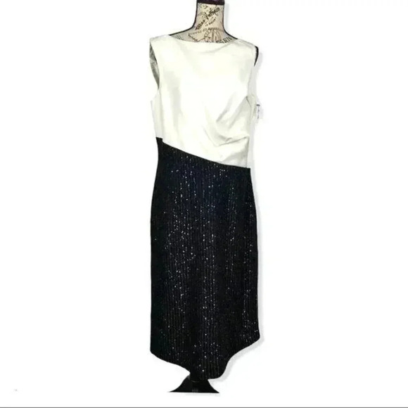 St. John, Beige-black sequin Wool Midi Dress, 12 - Picture 1 of 7